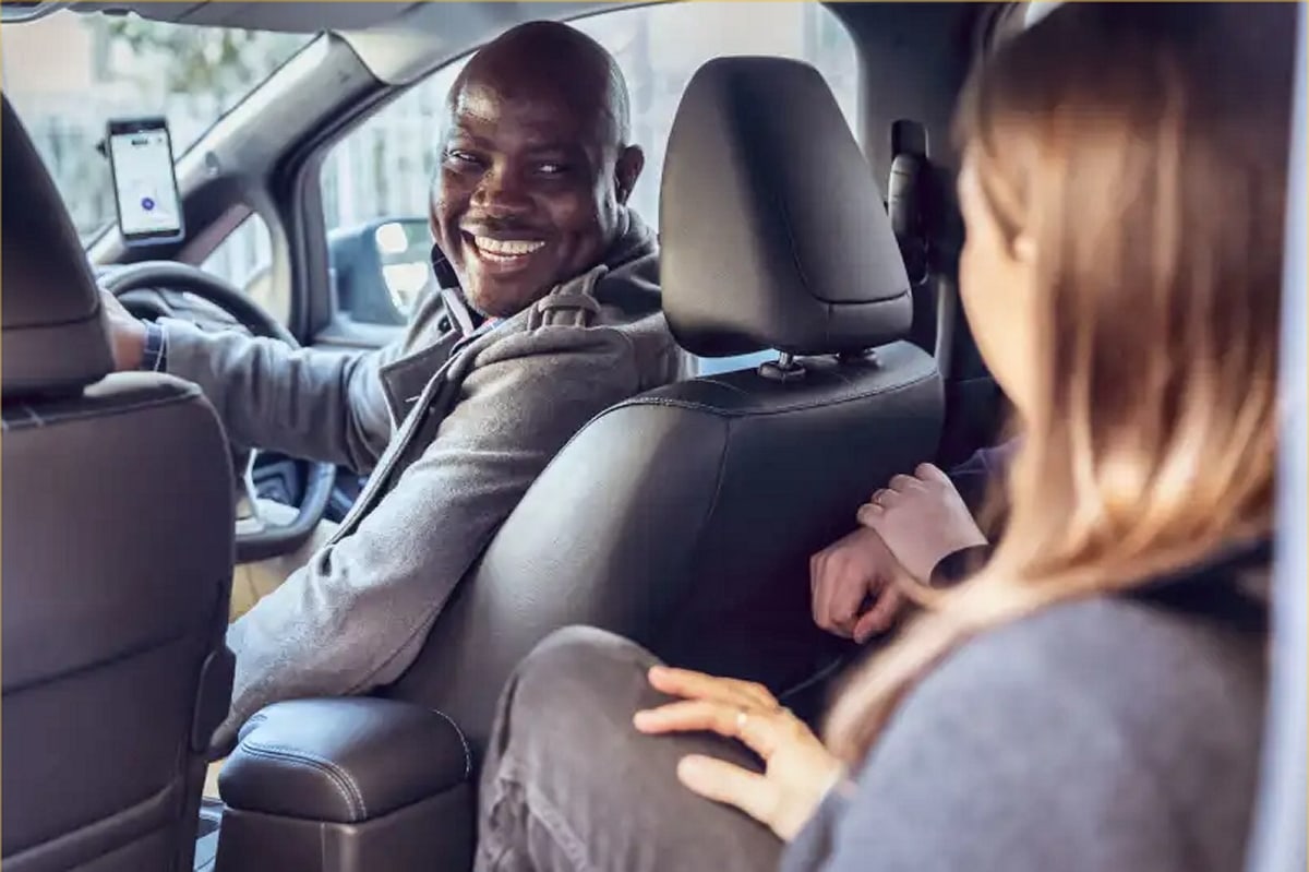 Uber driver with outlet car seat