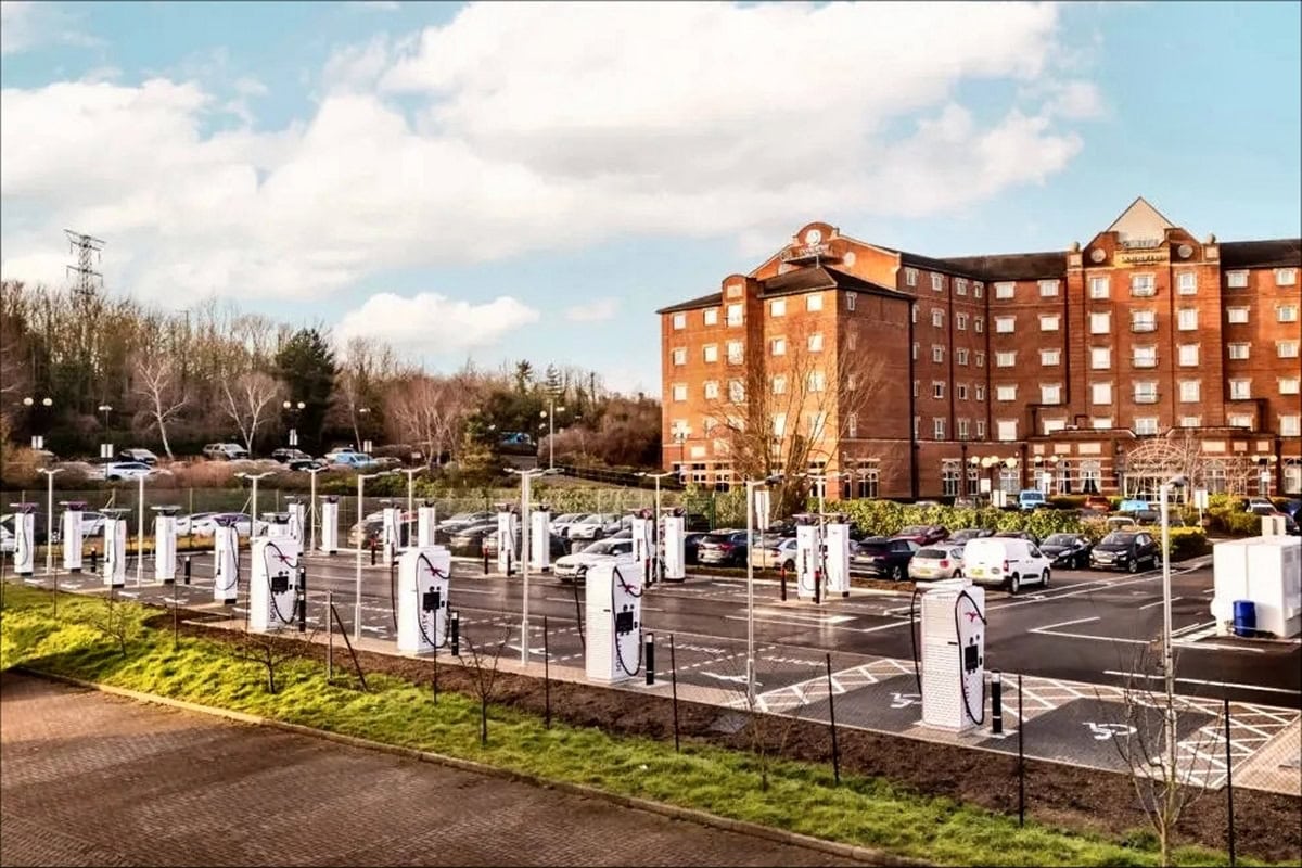 Ionity Dartford EV charging station near hotel, ideal for professional chauffeur drivers.